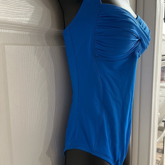 Blue retro one piece women’s swimsuit - Picture 4 of 6